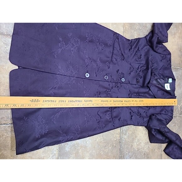 Vintage Y2K Womens 12  Silk Floral Over Coat Jacket & Pants  Suit Purple Fairy - Picture 12 of 16